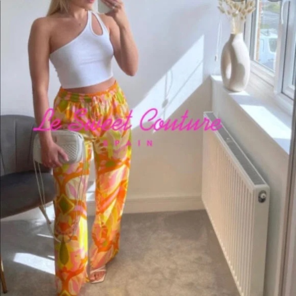 ZARA WOMAN NWT SS22 MULTICOLORED PRINTED PAJAMA-STYLE PANTS